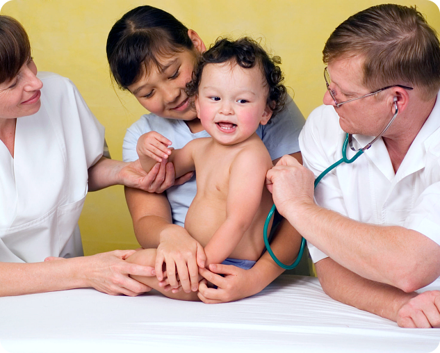 medical personel taking care a baby